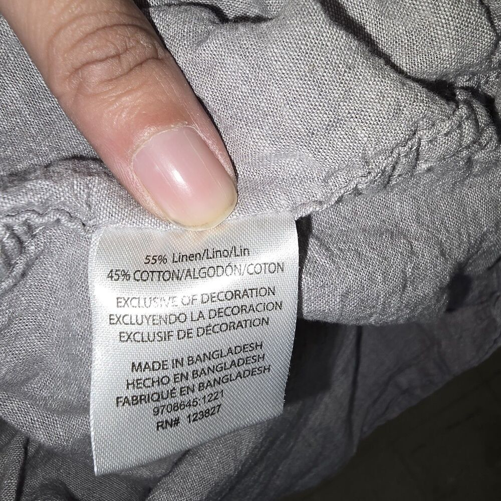 Tenth Ocean Shirt Large Washable Linen Short Sleeve Spread Collar Gray (C) - Picture 6 of 8